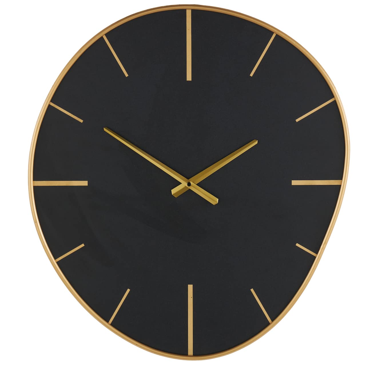 21" x 24" Black Wooden Wavy Decorative Wall Clock with Gold Hands and Markers